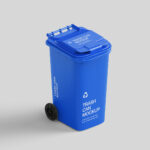 5 Trash Can Mockups in Perspective and Front Sight