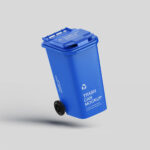 5 Trash Can Mockups in Perspective and Front Sight