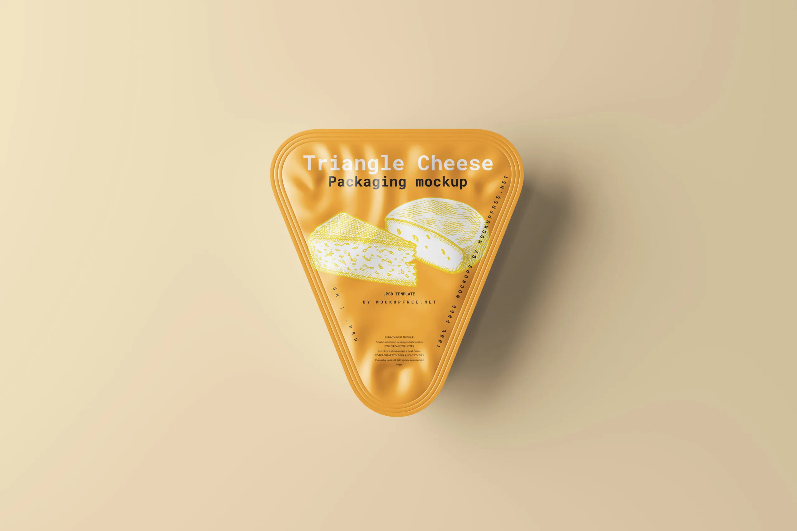 5 Triangle Cheese Packaging Mockups in Different Visions FREE PSD