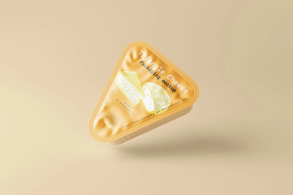 5 Triangle Cheese Packaging Mockups in Different Visions