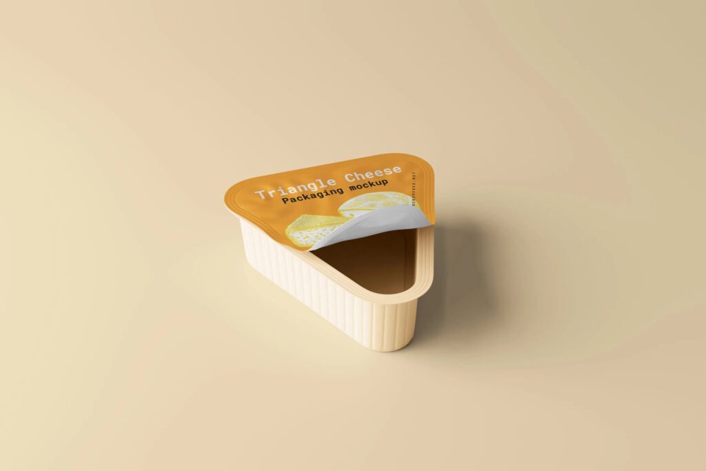 5 Triangle Cheese Packaging Mockups in Different Visions