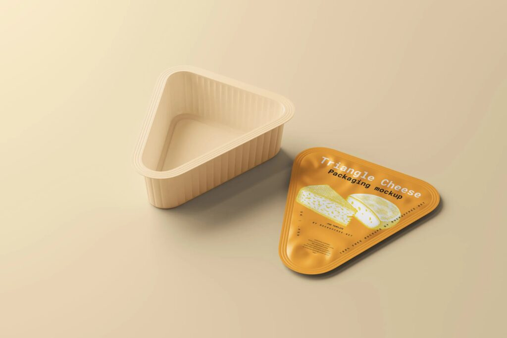 5 Triangle Cheese Packaging Mockups in Different Visions