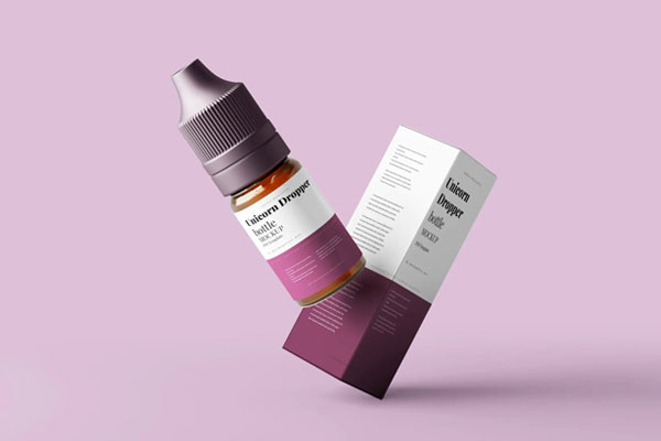 5 Unicorn Dropper Bottle Mockup and Box in Distinct Visions