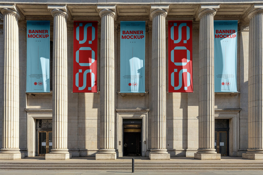 5 Vertical Art Museum Banners Mockup