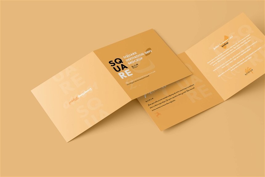 5 Visions of Square Folded Invitation Card Mockup