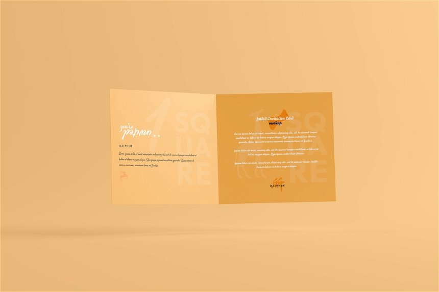 5 Visions of Square Folded Invitation Card Mockup FREE PSD
