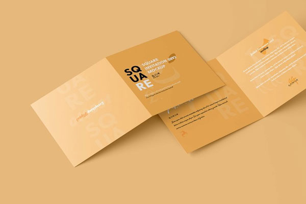 5 Visions of Square Folded Invitation Card Mockup