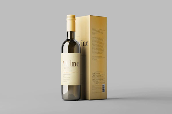 5 Wine Bottle Mockup with Box in Various Visions