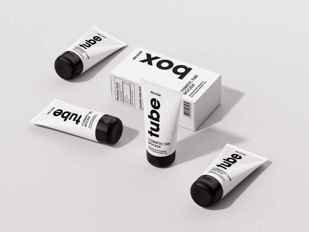 6 Cosmetic Tube Mockups with Box