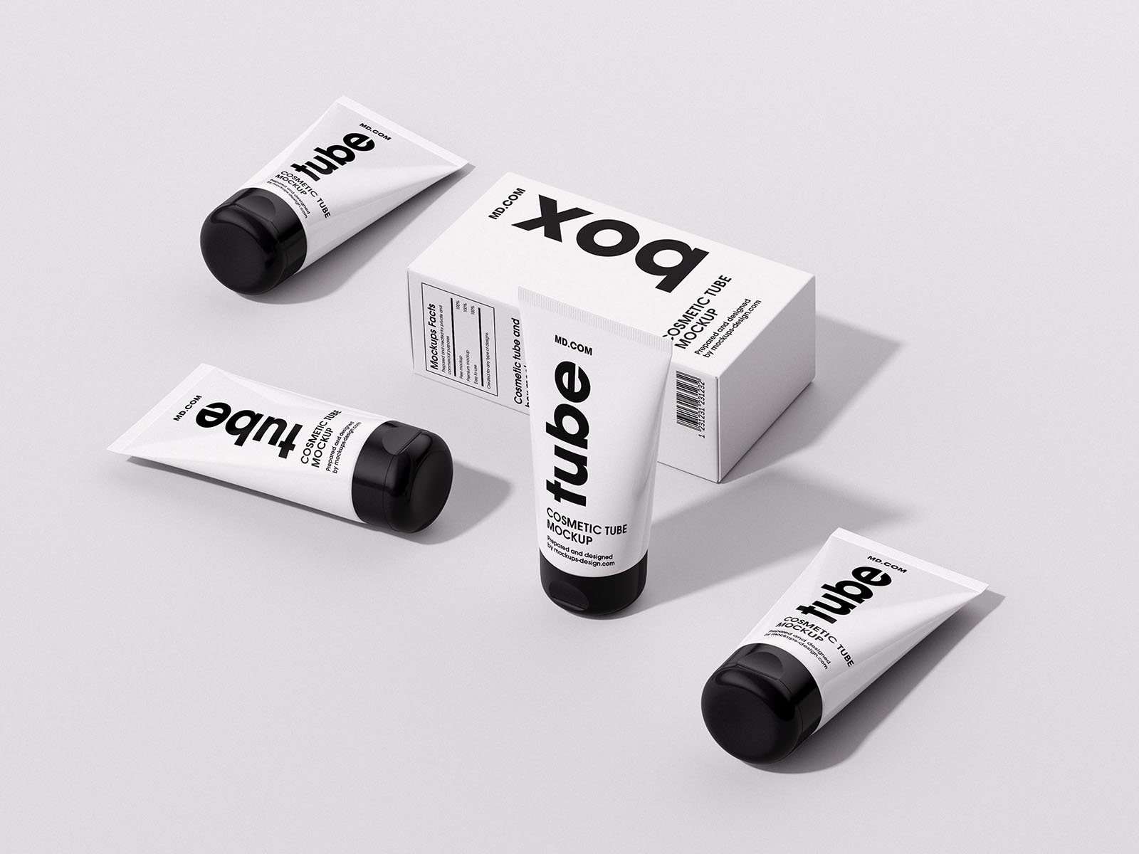 6 Cosmetic Tube Mockups with Box FREE PSD