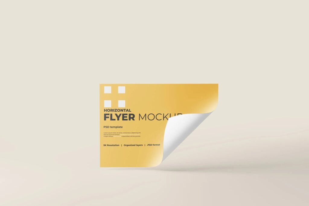 6 Horizontal A4 Flyer Mockups in Front and Perspective Views mockup preview