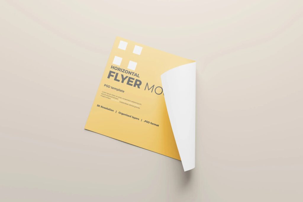6 Horizontal A4 Flyer Mockups in Front and Perspective Views mockup preview