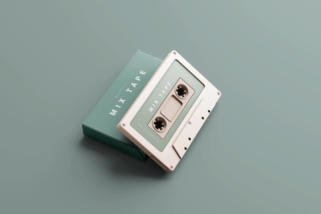 6 Mixtape Cover and Cassette Mockups in Varied Sights