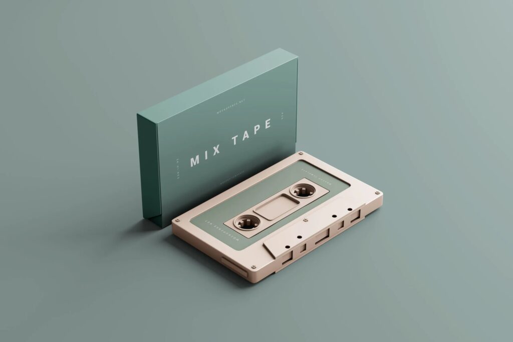 6 Mixtape Cover and Cassette Mockups in Varied Sights