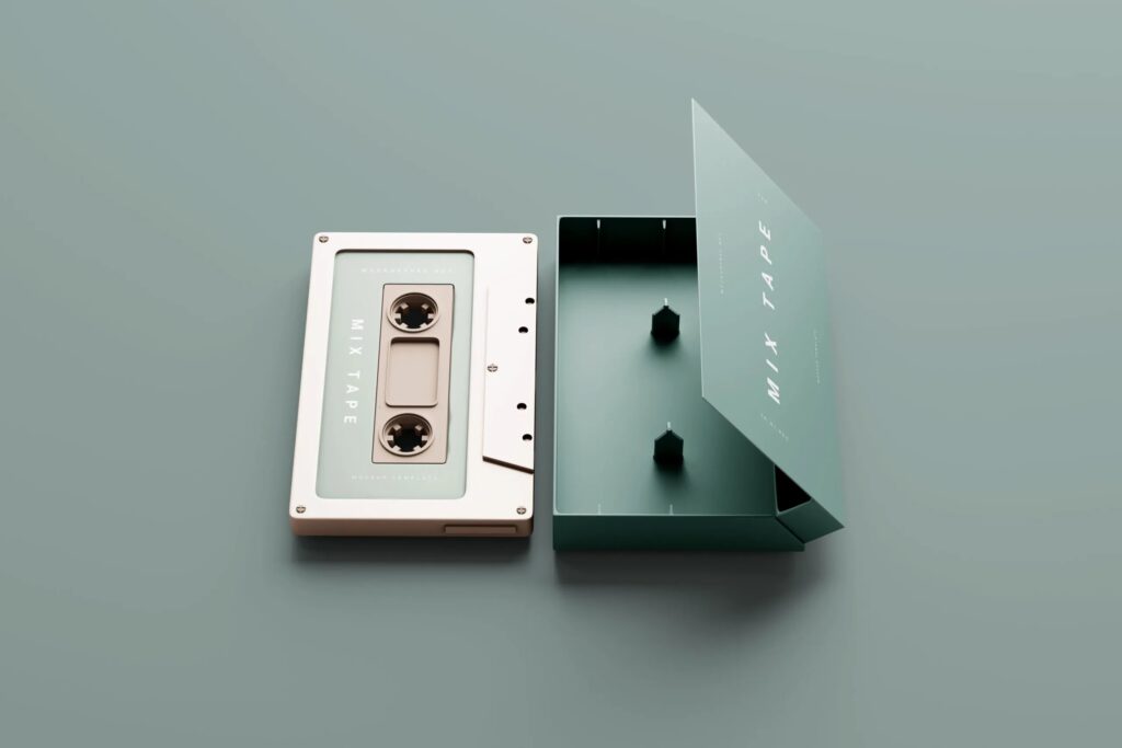 6 Mixtape Cover and Cassette Mockups in Varied Sights