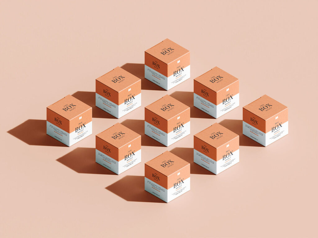6 Mockups of Packaging Boxes in Grid Layout