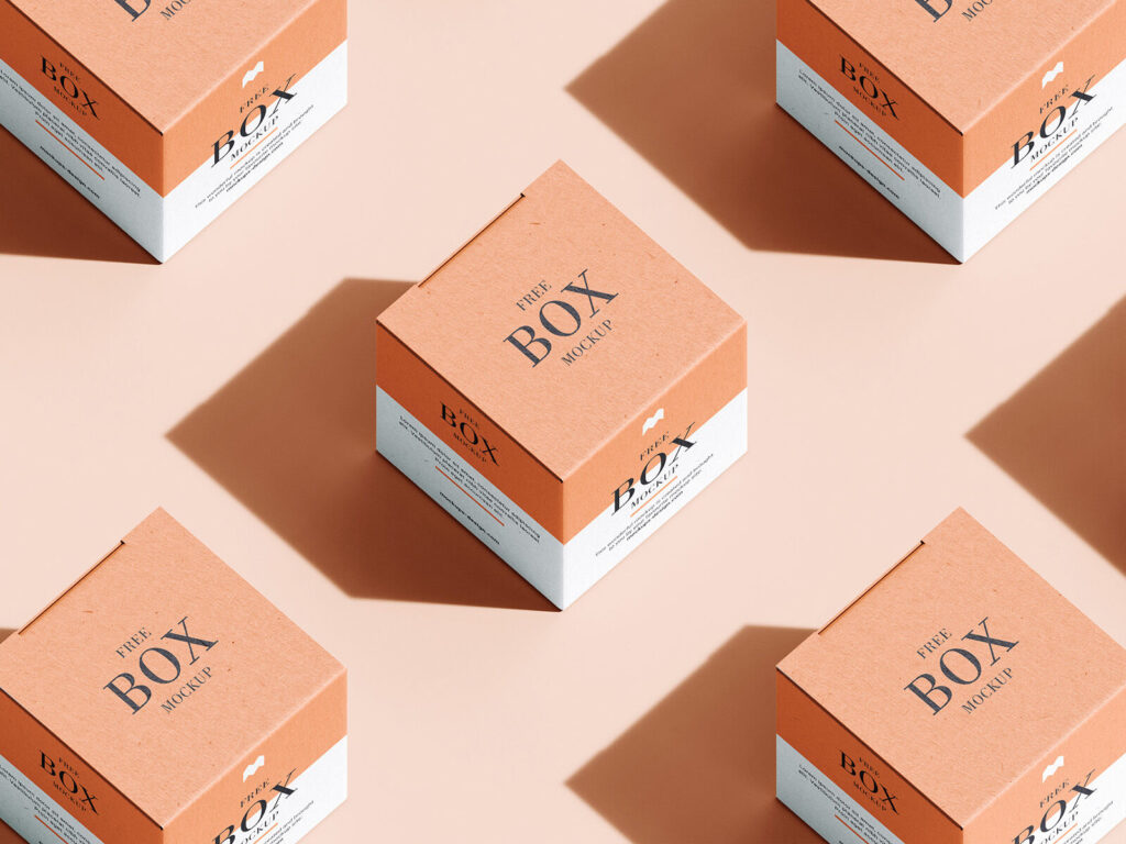 6 Mockups of Packaging Boxes in Grid Layout