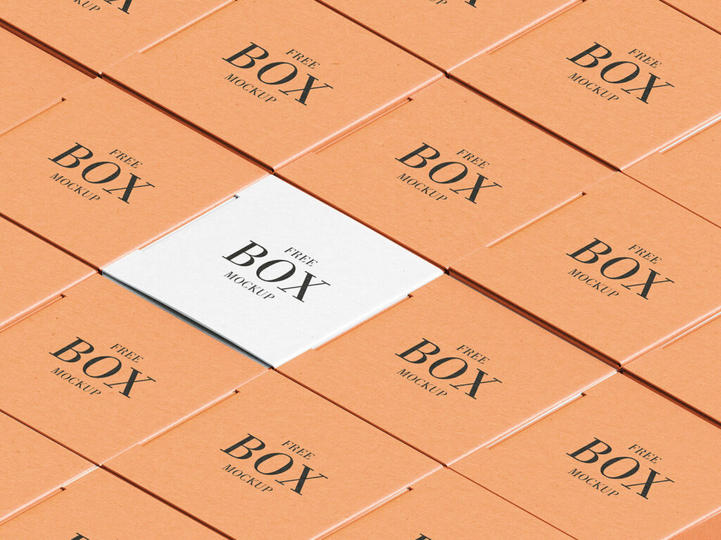 6 Mockups of Packaging Boxes in Grid Layout