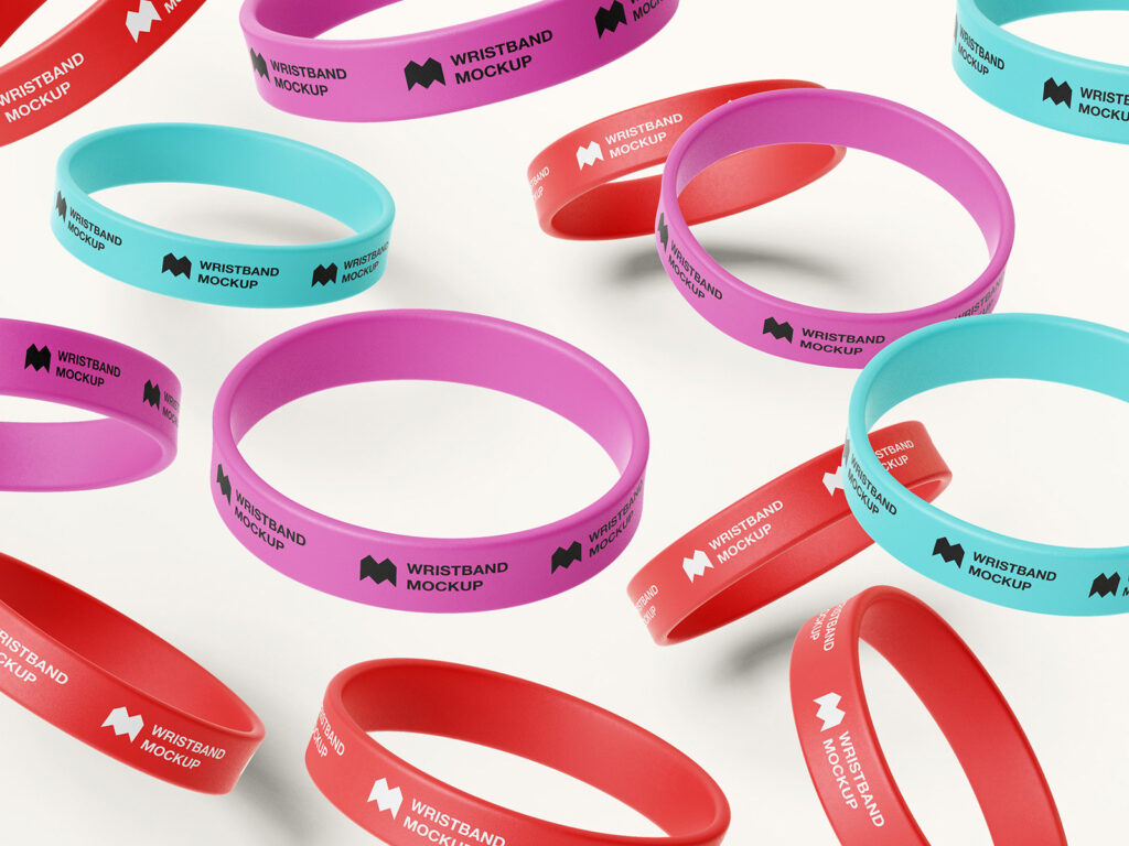 6 Mockups of Realistic Gravity Silicone Wristband