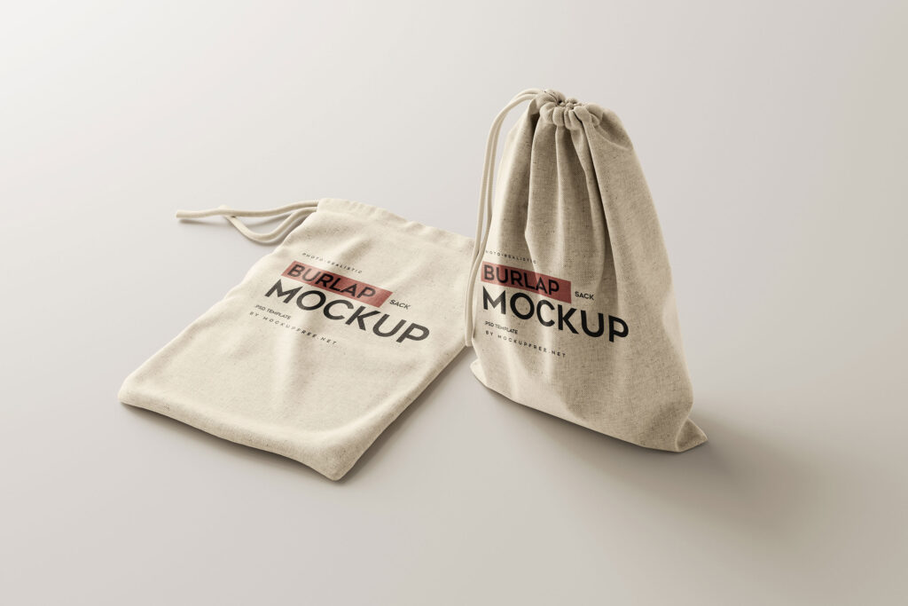 6 Shots of Burlap Sack Mockup
