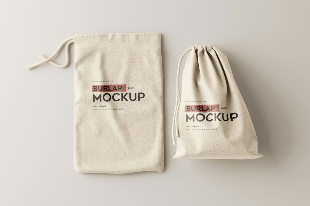 6 Shots of Burlap Sack Mockup