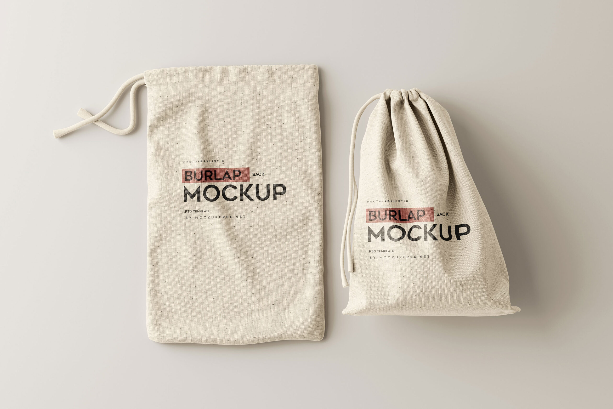 6 Shots of Burlap Sack Mockup FREE PSD