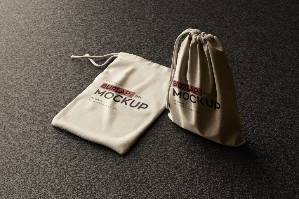 6 Shots of Burlap Sack Mockup