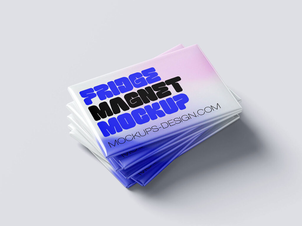 6 Shots of Rectangle Fridge Magnet Mockup