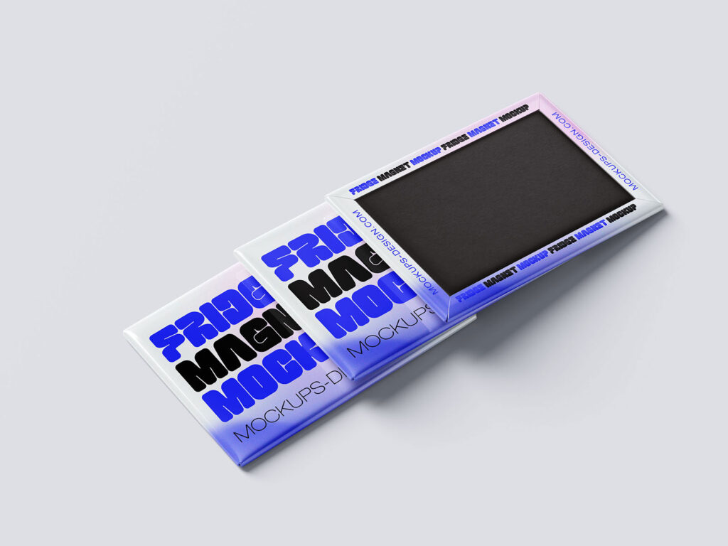 6 Shots of Rectangle Fridge Magnet Mockup