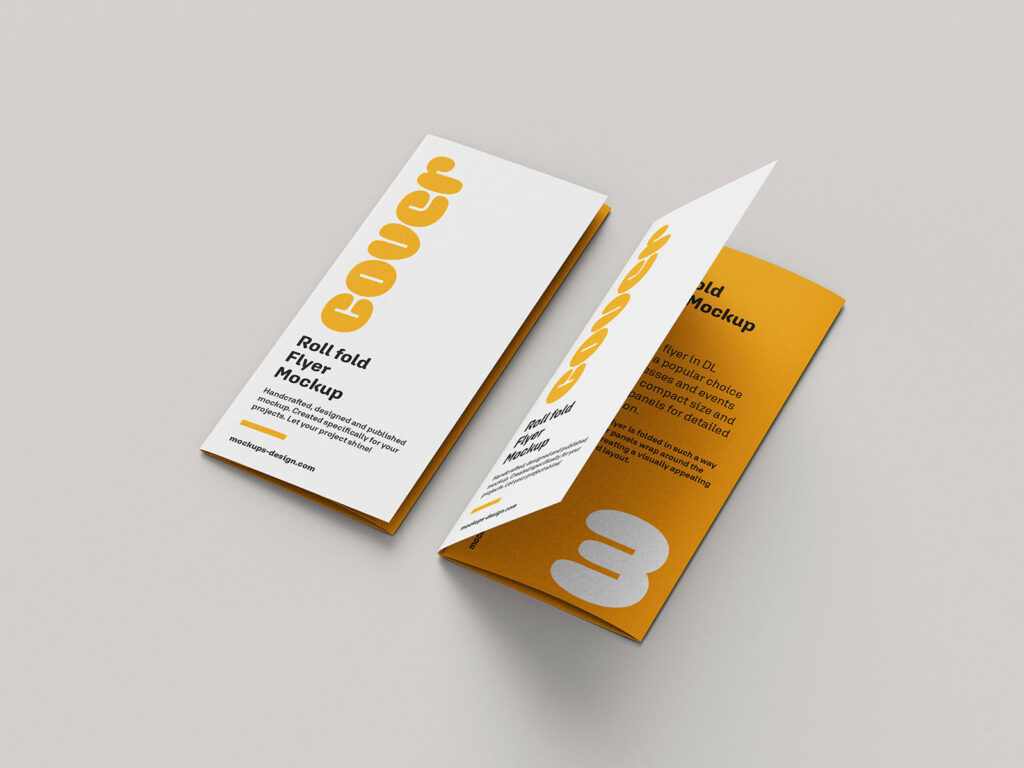 6 Shots of Tri-fold Flyer Mockup