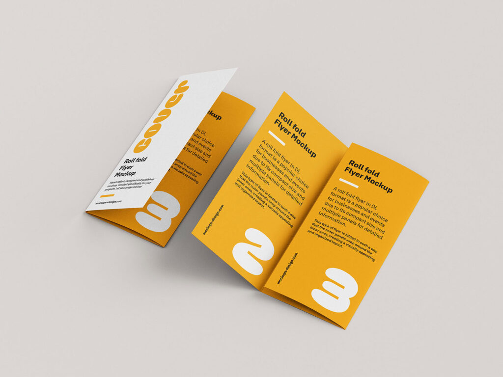 6 Shots of Tri-fold Flyer Mockup