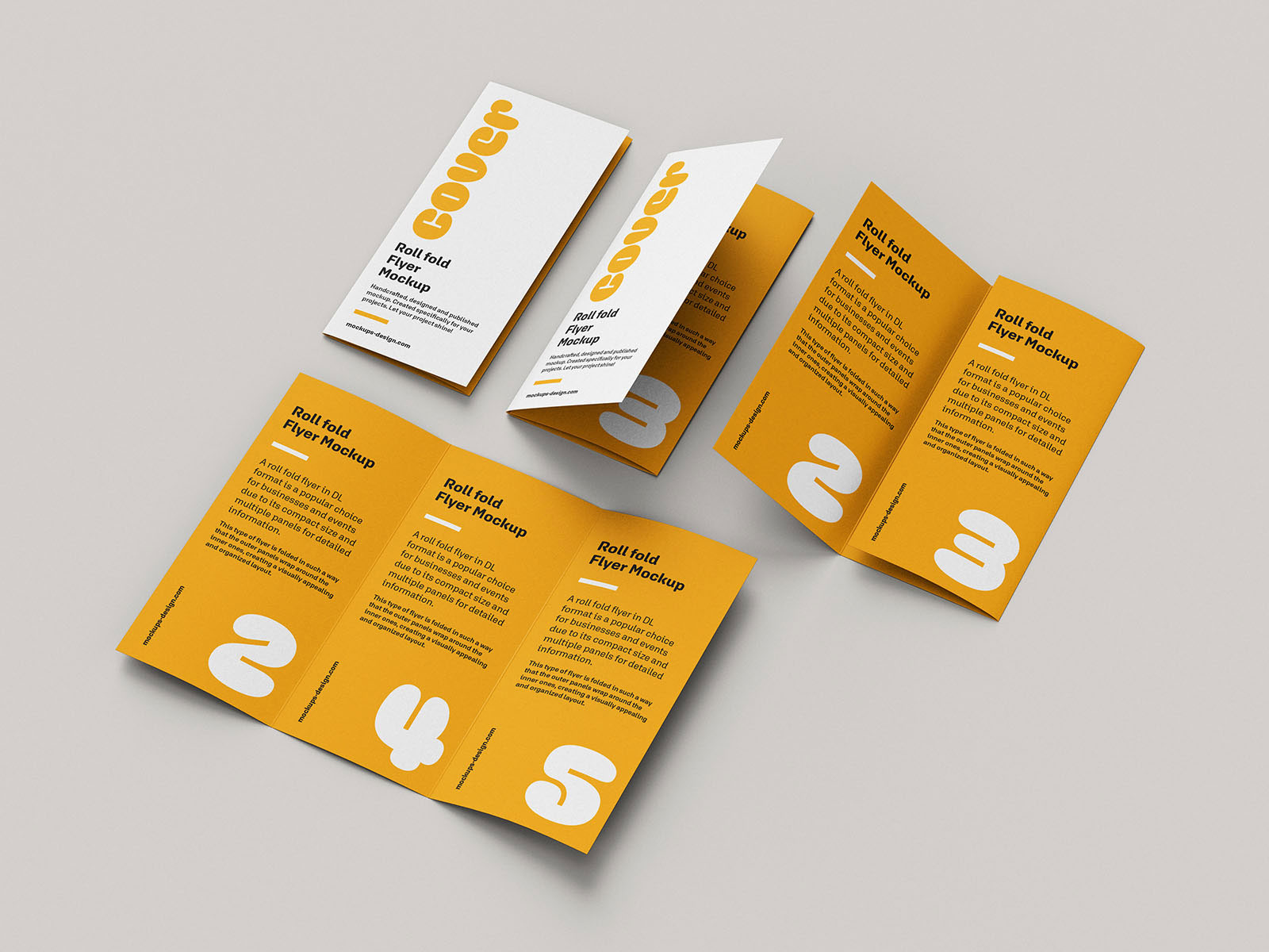 Free 6 Shots of Tri-fold Flyer Mockup PSD Template