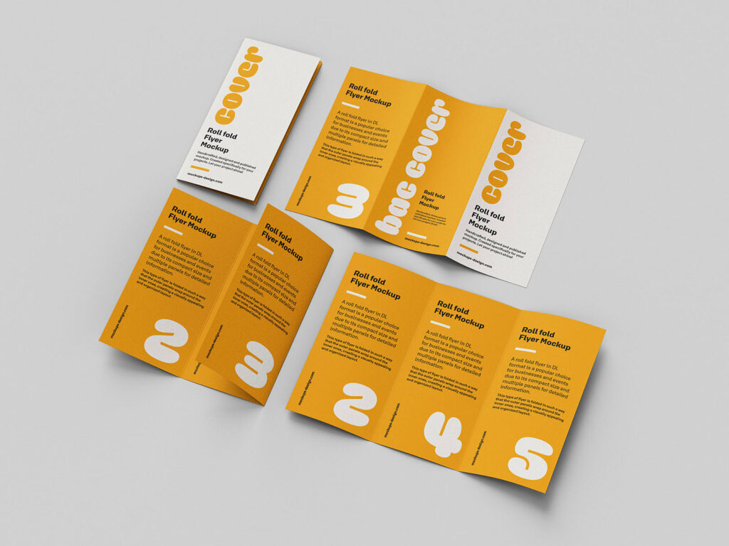 6 Shots of Tri-fold Flyer Mockup