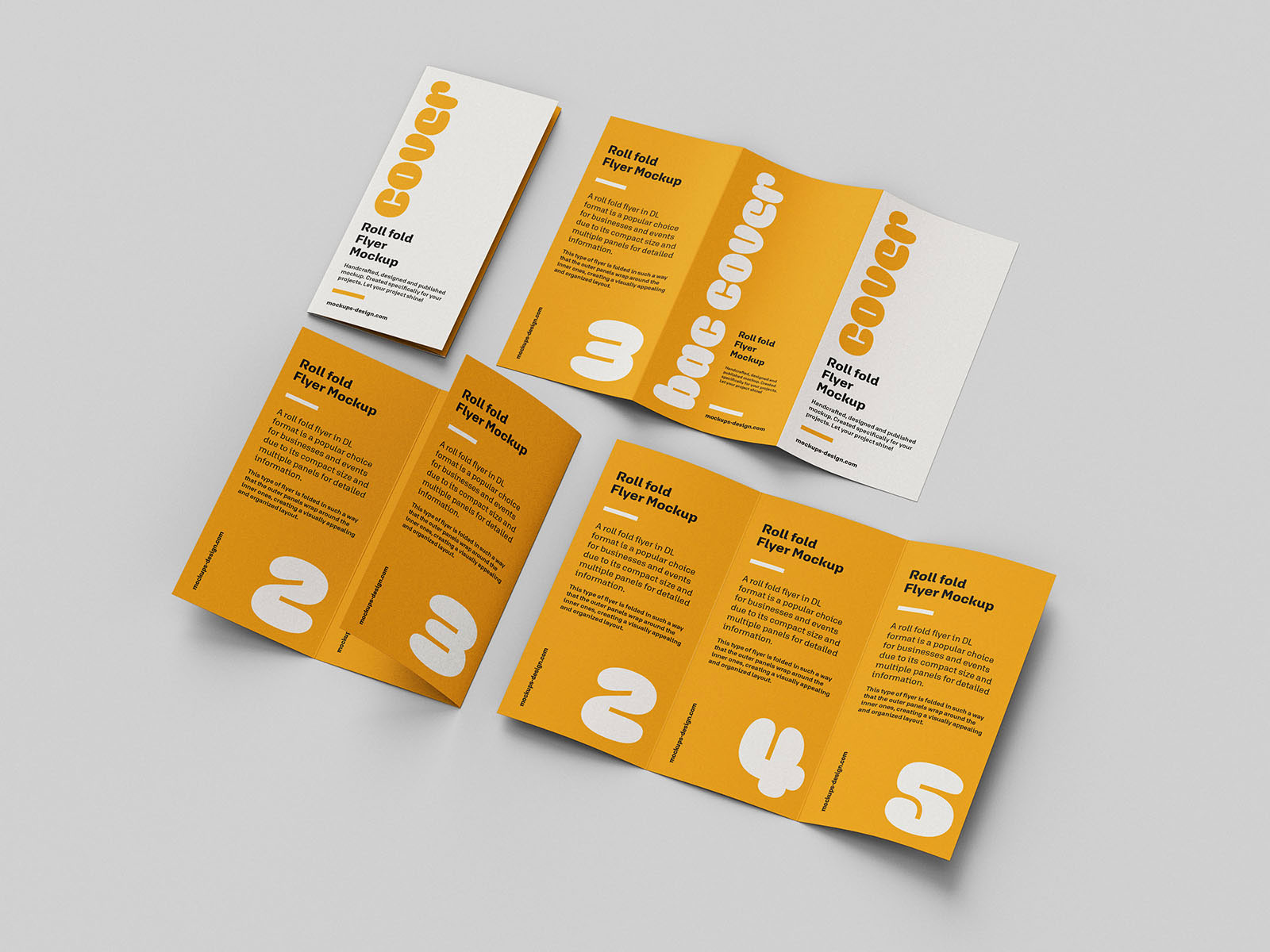 Free 6 Shots of Tri-fold Flyer Mockup PSD Template