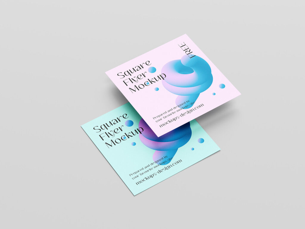 6 Square Flyers Mockups in Varied Views