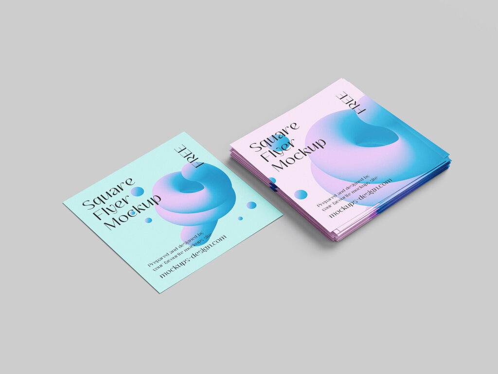6 Square Flyers Mockups in Varied Views