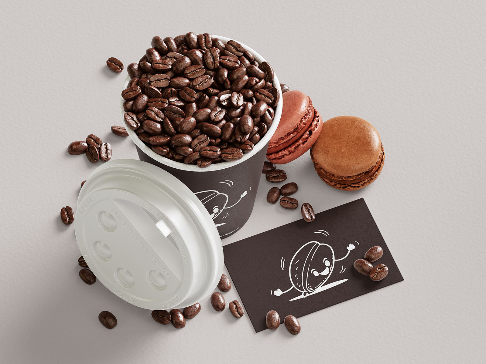 7 Coffee Branding Mockups of Business card, Mug, Paper, and Bag FREE PSD
