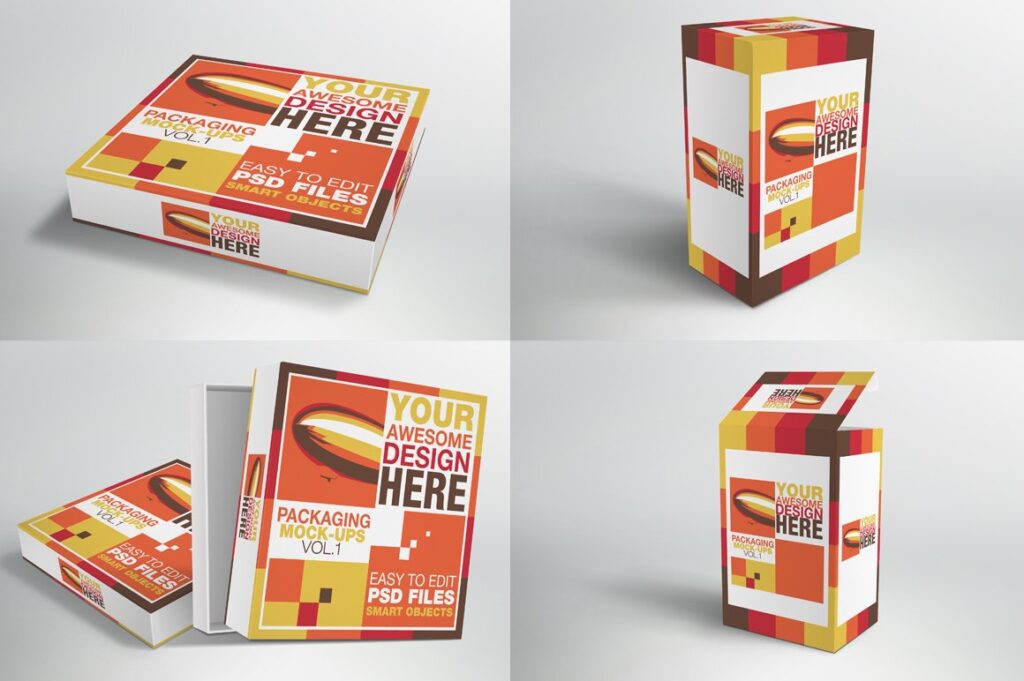 7 Mockups of Box Packaging in Different Sizes