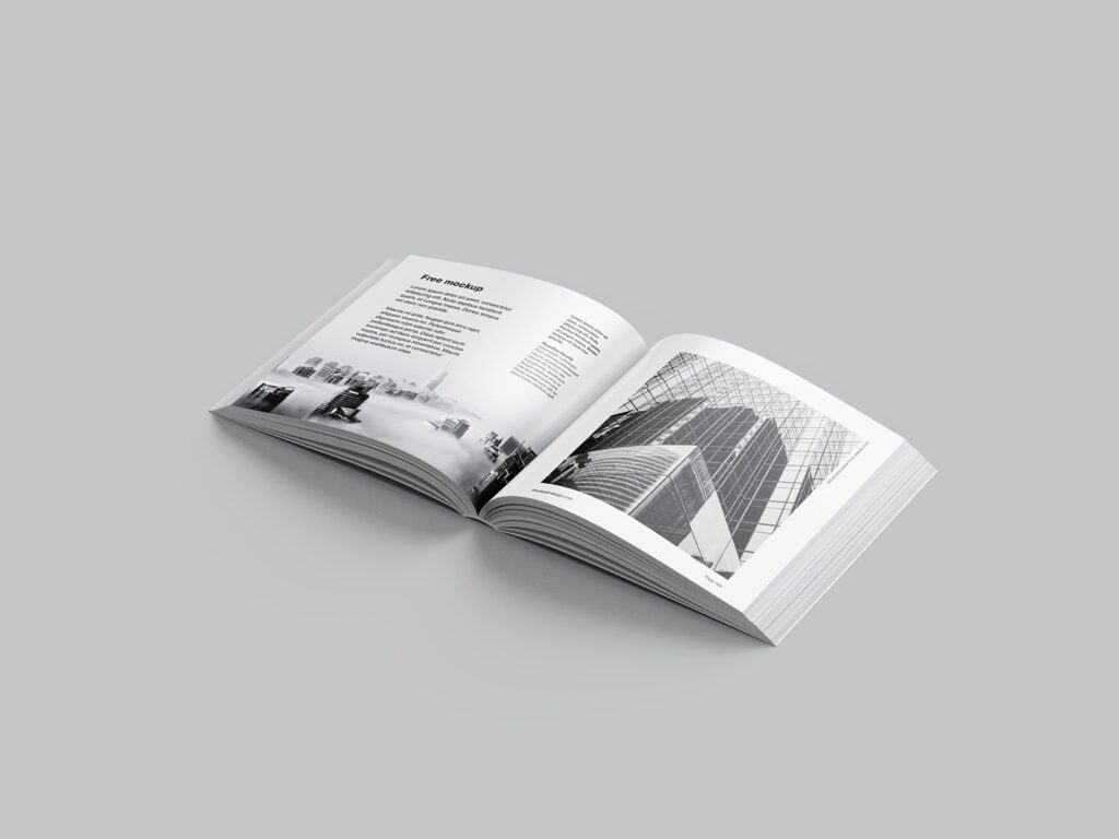 7 Square Book Mockups in Various Shots