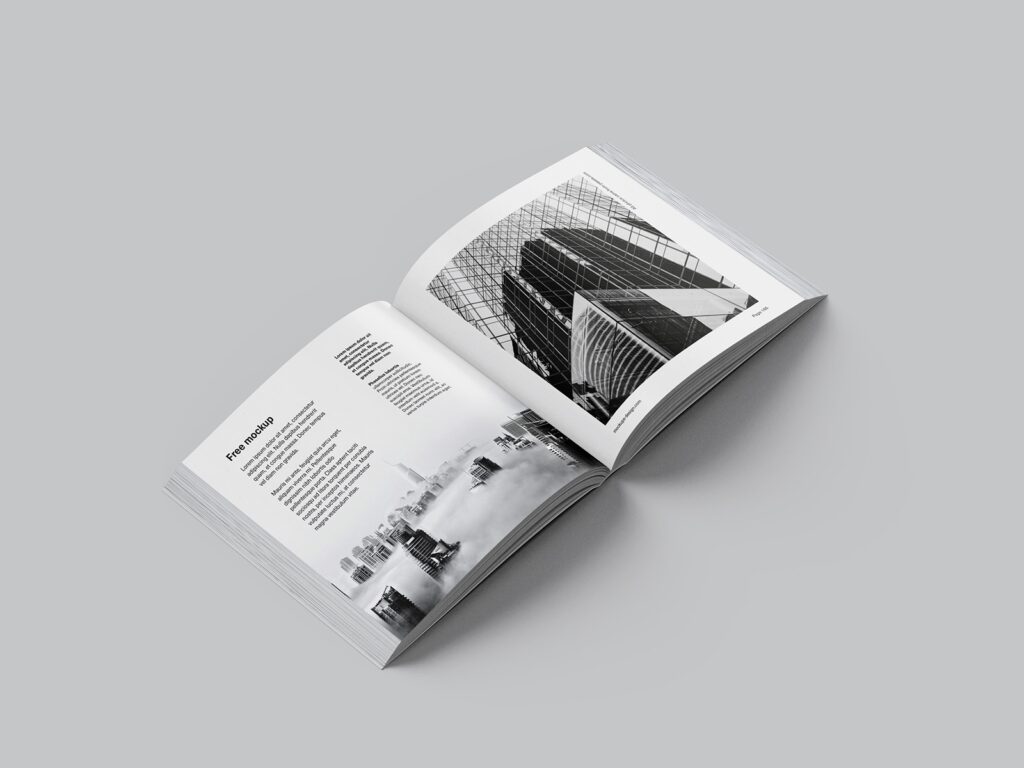 7 Square Book Mockups in Various Shots