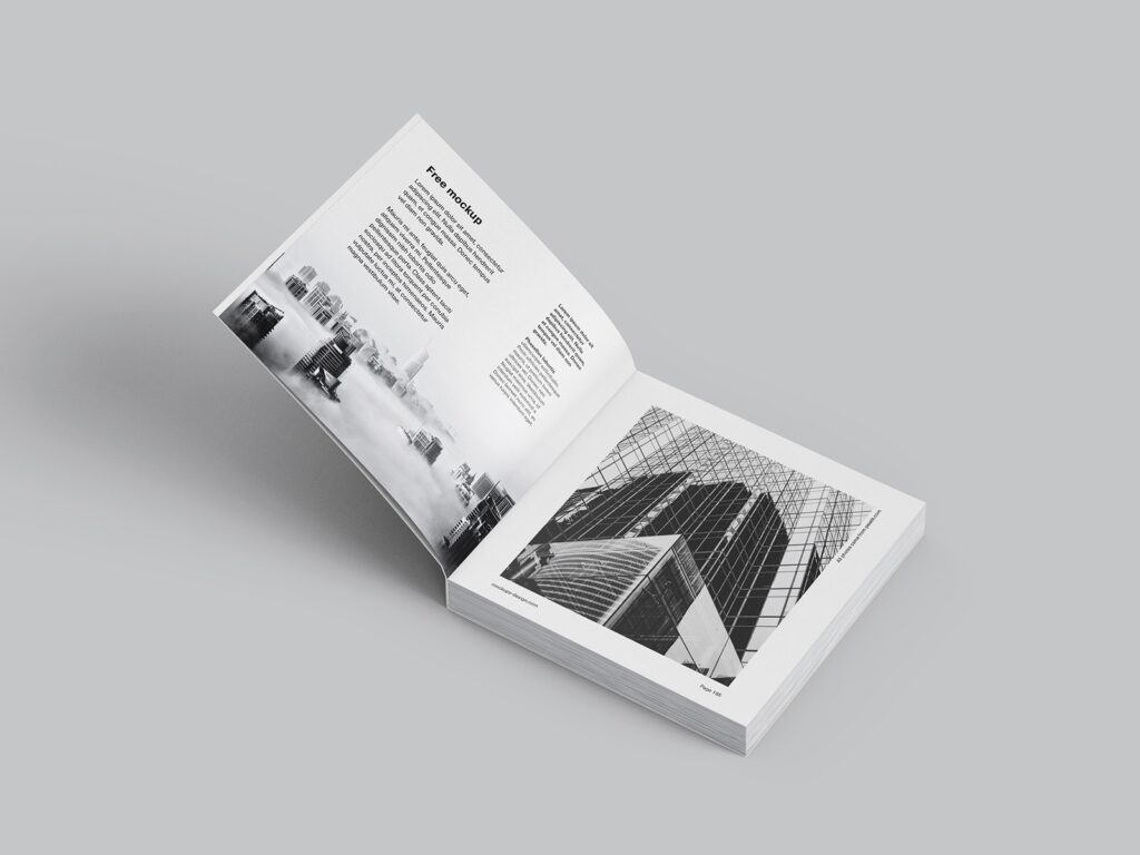 7 Square Book Mockups in Various Shots