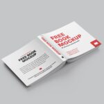 7 Square Book Mockups in Various Shots