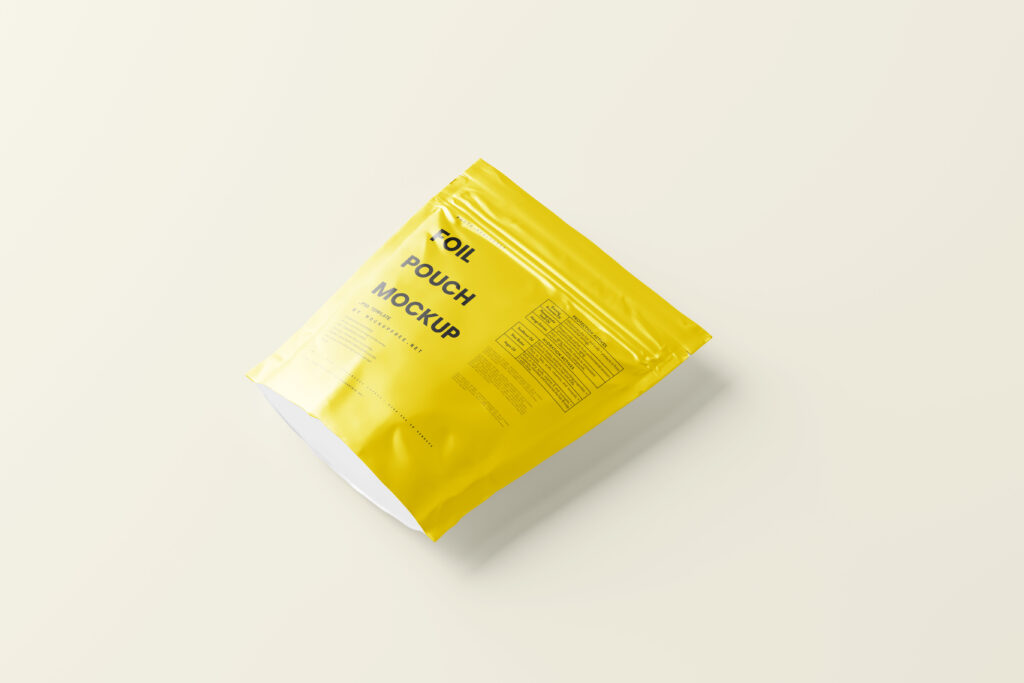 7 Square Foil Pouch Mockups in Varied Visions