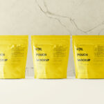 7 Square Foil Pouch Mockups in Varied Visions