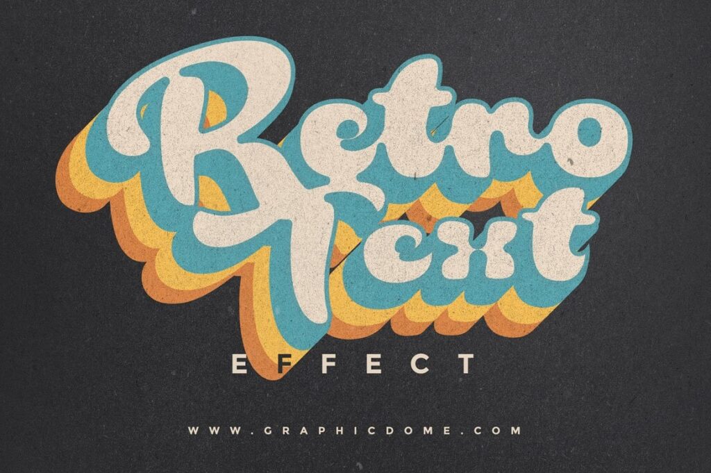 70s Retro layered Round Chunky Text Effect