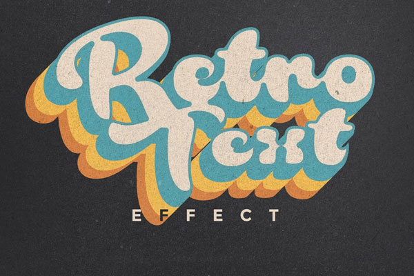 70s Retro layered Round Chunky Text Effect