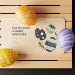 8 Card Mockups with Easter Eggs in Varied Sights
