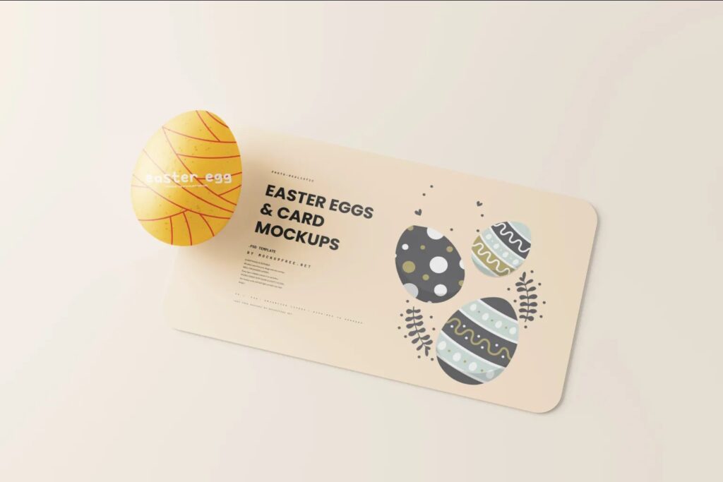 8 Card Mockups with Easter Eggs in Varied Sights