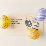 8 Card Mockups with Easter Eggs in Varied Sights