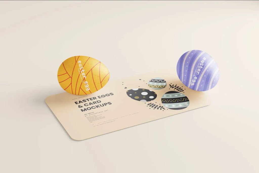 8 Card Mockups with Easter Eggs in Varied Sights